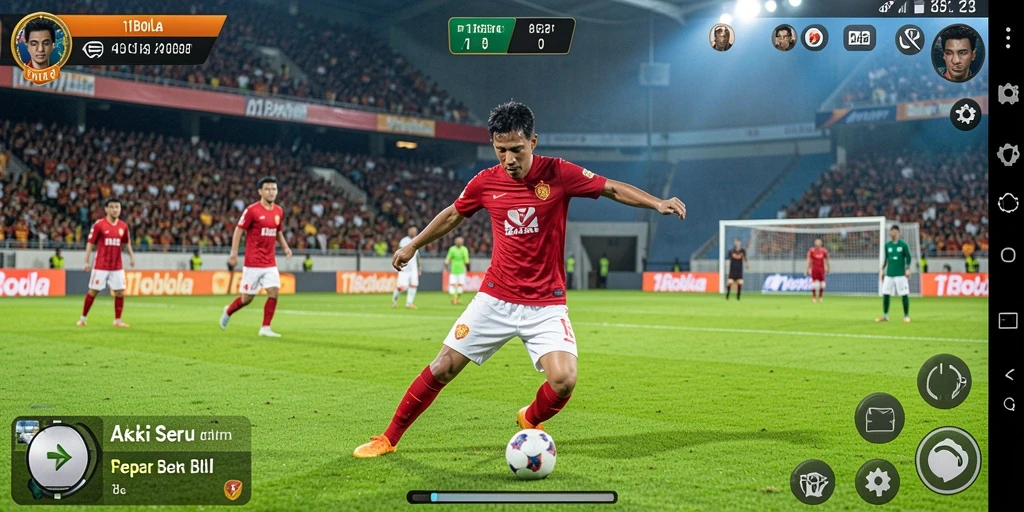 Gameplay aksi seru dalam pertandingan sepak bola 11BOLA.