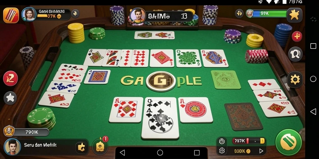 Tampilan gameplay Gaple yang menegangkan dan seru.