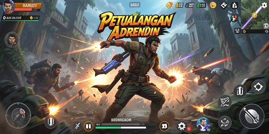 Tampilan utama gameplay BARU01 yang mendebarkan dan penuh aksi.