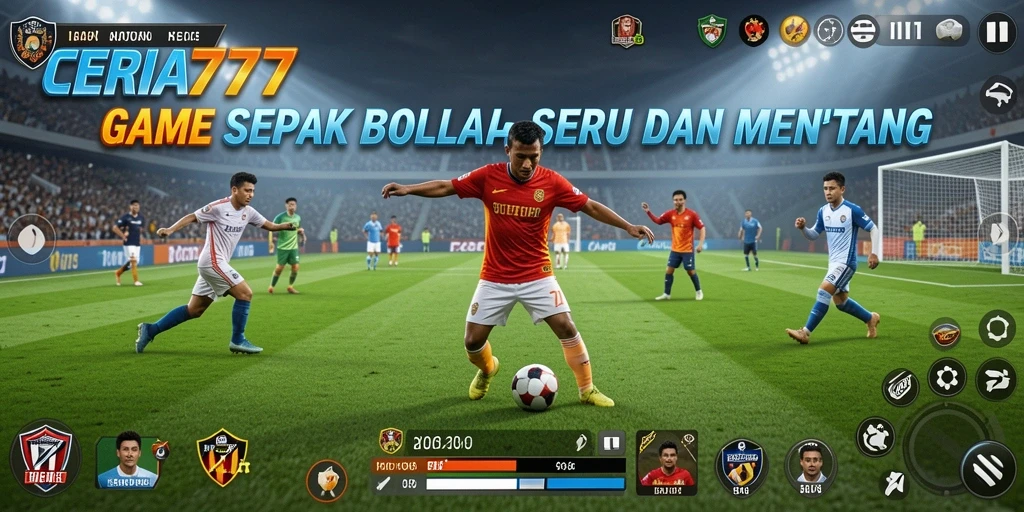 Screenshot CERIA777 menampilkan aksi pertandingan sepak bola yang mendebarkan.