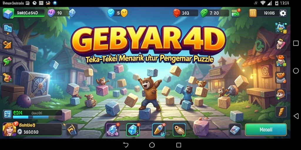 Tampilan gameplay seru dari GEBYAR4D saat menyelesaikan teka-teki.