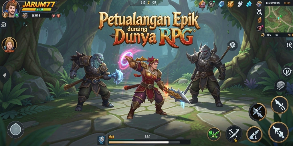 Gameplay menakjubkan dalam JARUM77 yang menampilkan petualangan RPG.