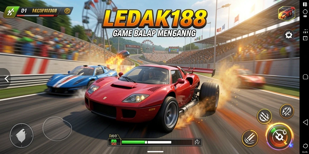Tampilan mendebarkan dari gameplay LEDAK188 yang penuh aksi balapan.
