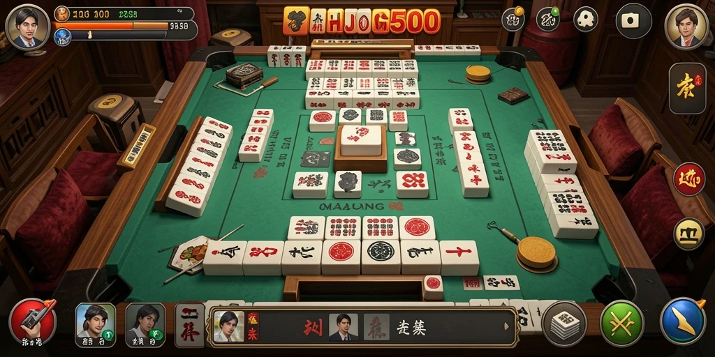 Tampilan menarik dari gameplay QiuQiu di MAHJONG500.