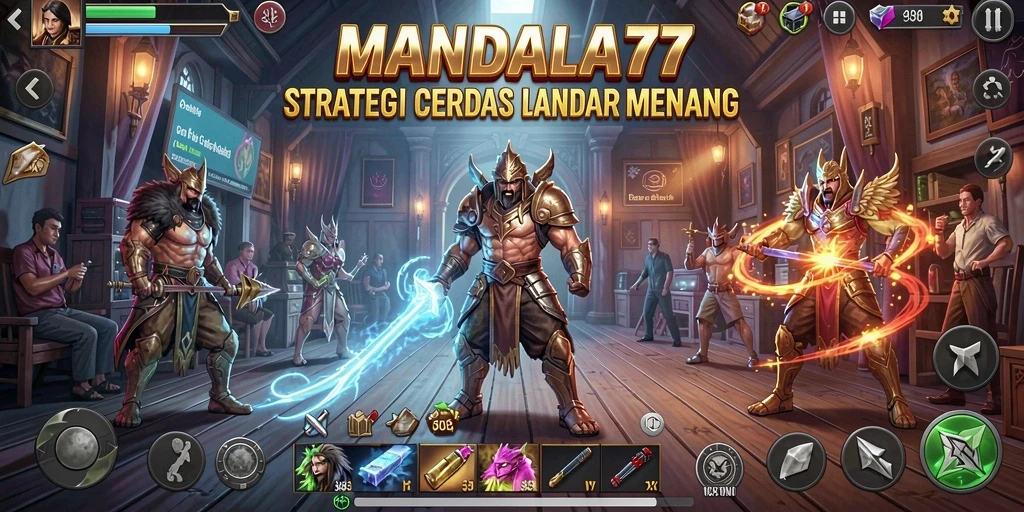 Screenshot MANDALA77 menampilkan aksi strategi intens dan permainan seru.