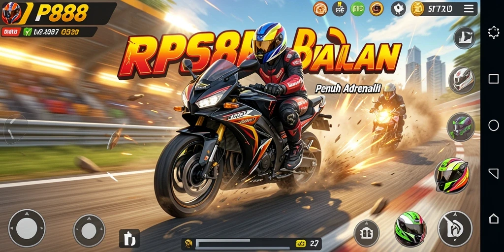 Gameplay menegangkan dari RP888 saat balapan motor.