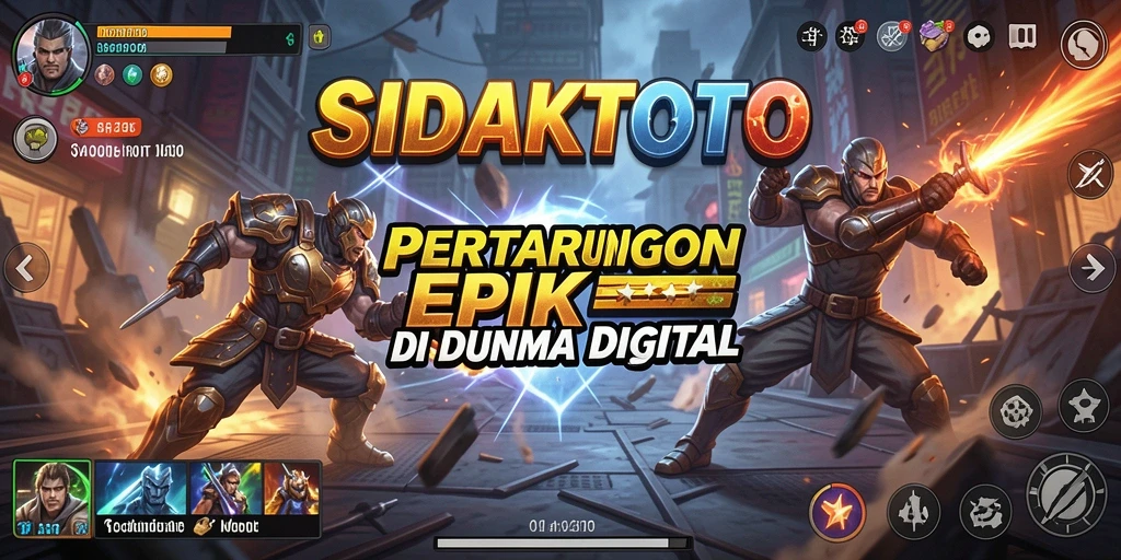 Tangkapan layar gameplay SIDAKTOTO menampilkan pertarungan yang intens dan karakter beragam.