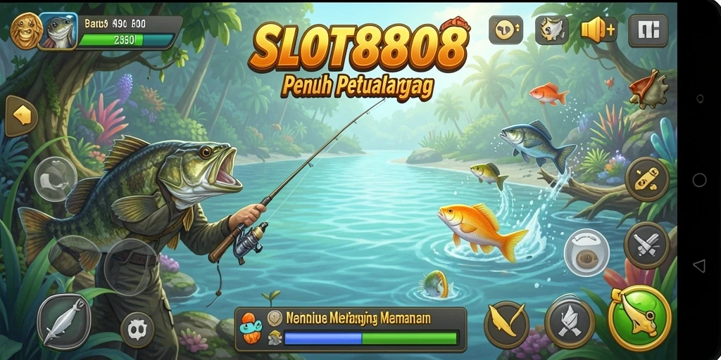 Screenshot SLOT8808 menampilkan gameplay memancing yang seru dan interaktif.