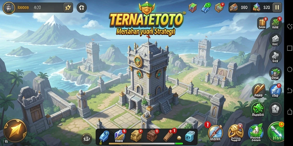Screenshot menunjukkan serangan menara dalam game Tower Defense.