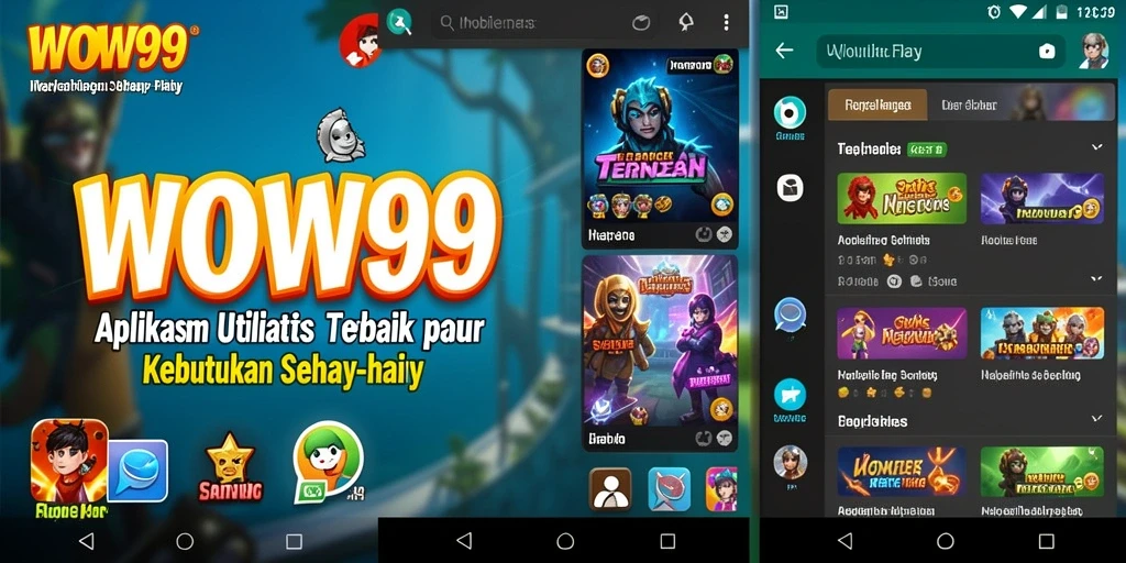 Tampilan utama WOW99 dengan fitur utilitas yang menarik.